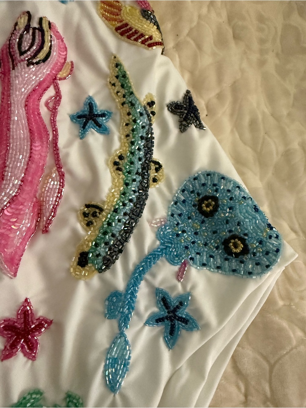 OCEANUS Embroidered white Bathing suit with Animal Motifs - Picture 9 of 15